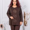 Tunica maxi cu aplicatie din pietricele-ciocolata cod 9087-1