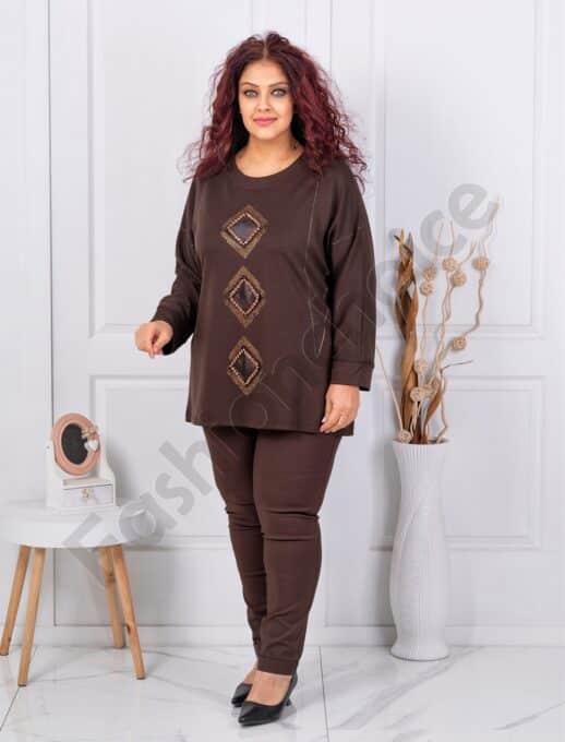 Tunica maxi cu aplicatie din pietricele-ciocolata cod 9087-1