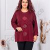 Tunica maxi cu aplicatie din pietricele-bordo cod 9087-2