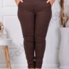 Pantalon elegant maxi cu efect Push Up-ciocolata cod 24348-23