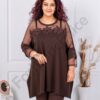 Tunica maxi eleganta cu tull si aplicatie florala-ciocolata cod 4003-1