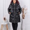 Geaca maxi pentru iarna cu imprimeu de arta si efect lac cod 71166