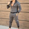 Compleu sport pentru barbati cu gluga si imprimeu modern-grafit cod 5038
