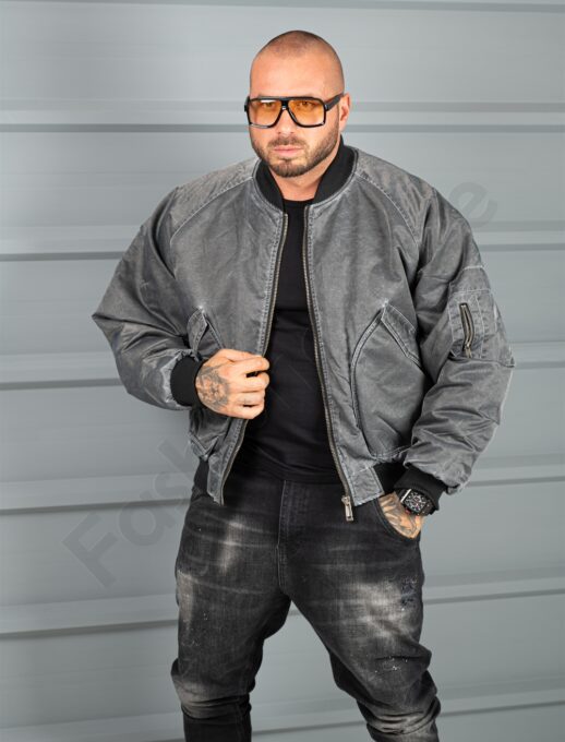 Geaca groasa Oversize pentru barbati cu guler la baza gatului-grafit cod 6011