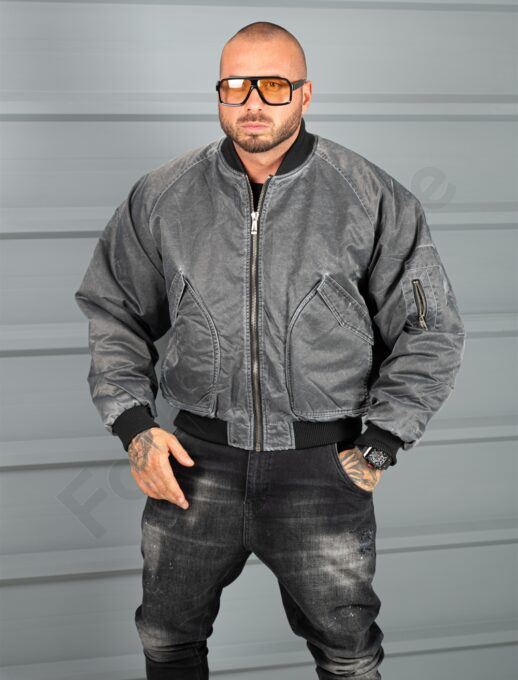 Geaca groasa Oversize pentru barbati cu guler la baza gatului-grafit cod 6011