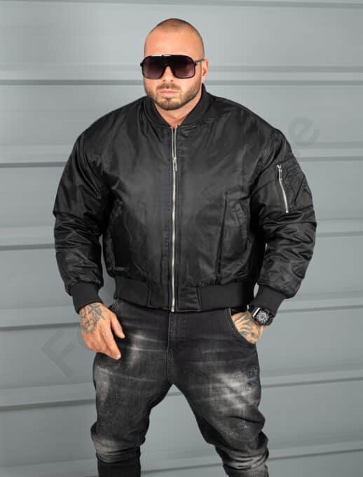 Geaca groasa Oversize pentru barbati cu guler la baza gatului-negru cod 10122