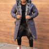 Parka lunga de iarna pentru barbati cu eco blana-grafit cod 3701-2