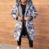 Parka lunga de iarna pentru barbati cu eco blana-alb/negru cod 3718