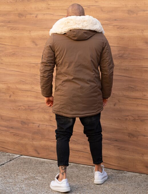 Parka pentru iarna cu gluga si eco blana-moca cod 7973-1