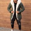 Parka pentru iarna cu gluga si eco blana-verde cod 8445-2