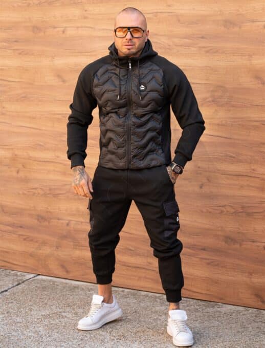 Compleu sport in combinatie cu fas in fata si spate-negru cod 1146