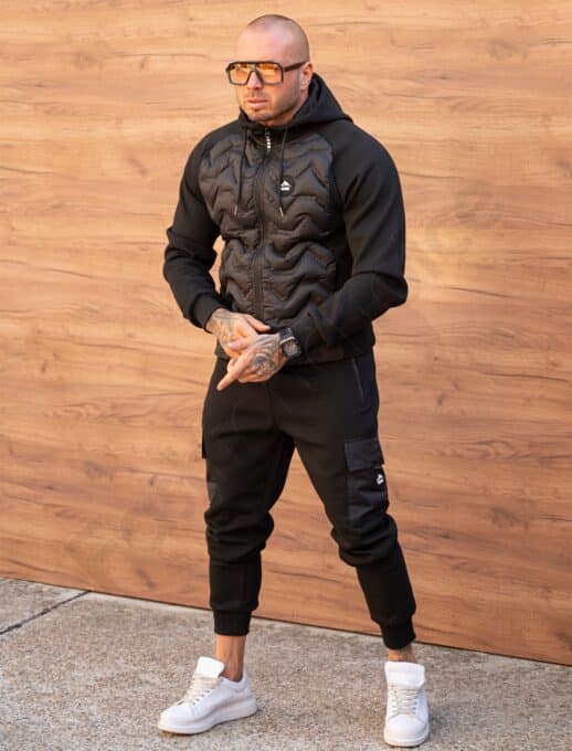 Compleu sport in combinatie cu fas in fata si spate-negru cod 1146