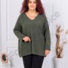 Tunica super maxi tricotata cu decolteu in forma V-kaki cod 920-3