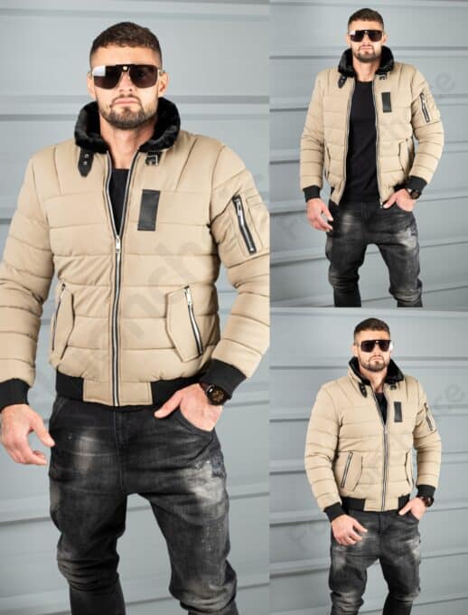 Geaca bomber pentru iarna din material rezistend la apa-moca cod 17301-1