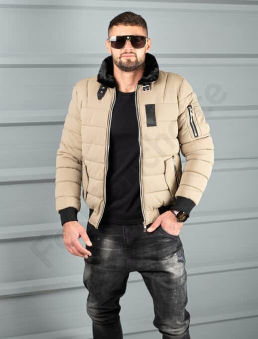 Geaca bomber pentru iarna din material rezistend la apa-moca cod 17301-1