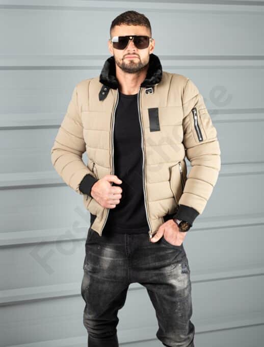 Geaca bomber pentru iarna din material rezistend la apa-moca cod 17301-1