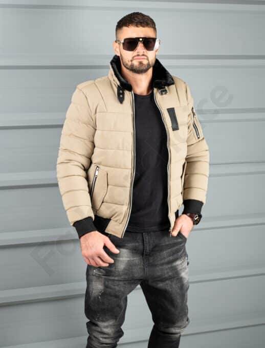 Geaca bomber pentru iarna din material rezistend la apa-moca cod 17301-1