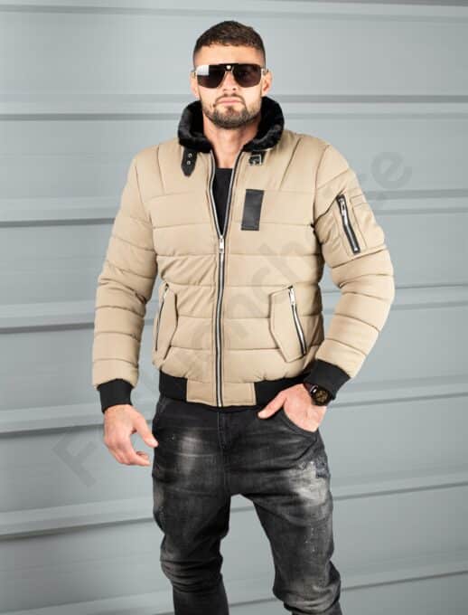 Geaca bomber pentru iarna din material rezistend la apa-moca cod 17301-1