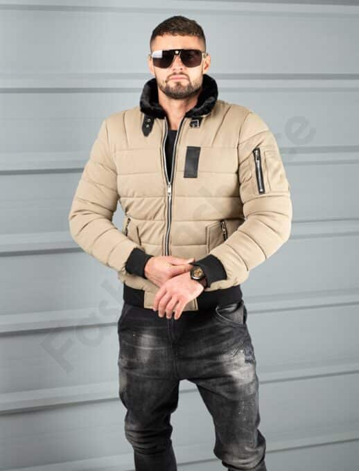 Geaca bomber pentru iarna din material rezistend la apa-moca cod 17301-1