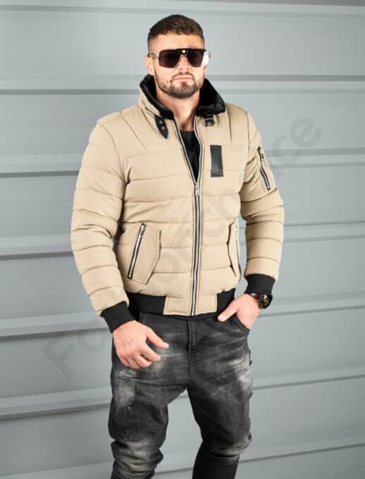 Geaca bomber pentru iarna din material rezistend la apa-moca cod 17301-1