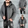 Geaca barbati pentru iarna cu guler inalt si gluga-grafit cod 5332-1
