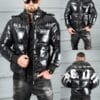 Geaca barbati bomber pentru iarna cu imprimeu pe spate-lac negru cod 25-33