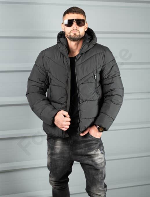 Geaca scurta pentru iarna cu gluga dupa model Nike cod 5173