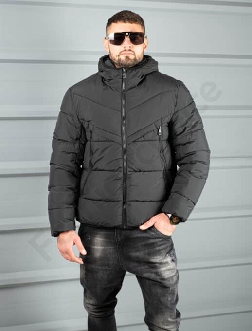 Geaca scurta pentru iarna cu gluga dupa model Nike cod 5173