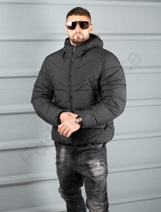 Geaca scurta pentru iarna cu gluga dupa model Nike cod 5173