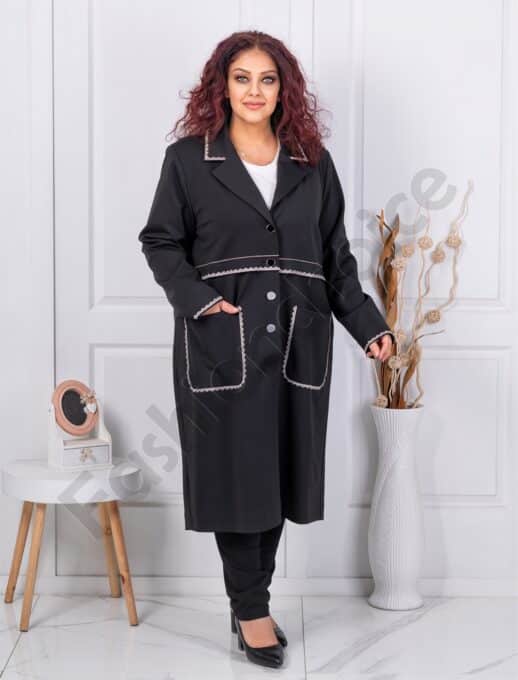 Palton maxi elegant cu accente brodate cod 30075