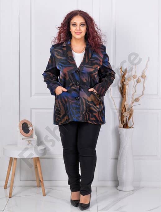 Sacou maxi elegant cu imprimeu multicolor cod 30086