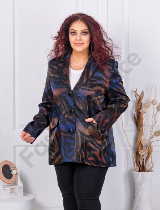 Sacou maxi elegant cu imprimeu multicolor cod 30086