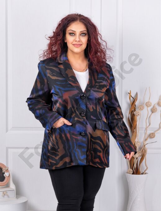 Sacou maxi elegant cu imprimeu multicolor cod 30086