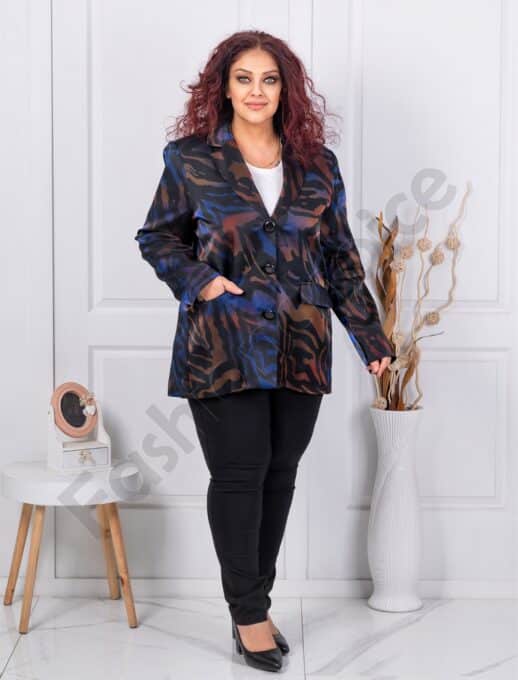 Sacou maxi elegant cu imprimeu multicolor cod 30086