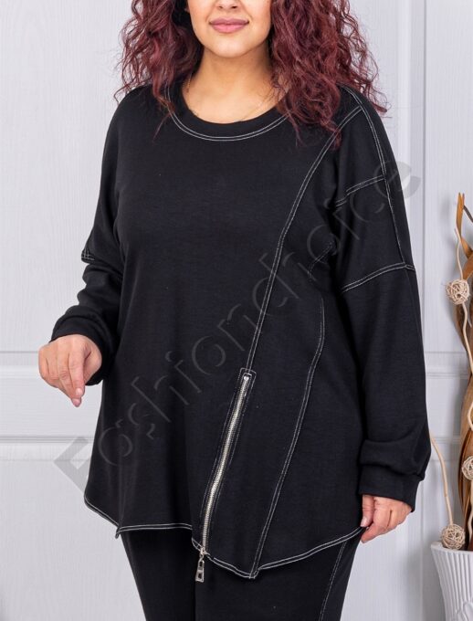 Compleu maxi sport-elegant cu fermoar decorativ cod 23052