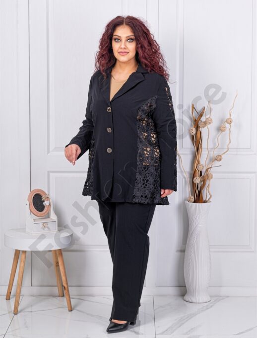 Set maxi camasa si pantalon cu dantela florala cod 30141-1