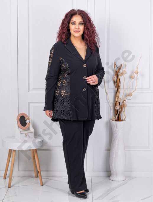 Set maxi camasa si pantalon cu dantela florala cod 30141-1