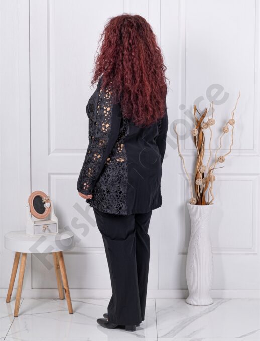 Set maxi camasa si pantalon cu dantela florala cod 30141-1