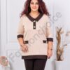Tunica maxi cu elastan si guler elegant cu nasturi-moca cod 261475-2