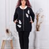 Compleu maxi cu aplicatie cauciucat cu frunze-negru cod 1476