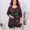 Tunica maxi cu elastan si imprimeu flori multicolor cod 25116-2