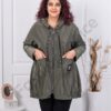 Trenci maxi din fas cu fermoare metalice-kaki cod 9436-1