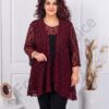 Set elegant cu blazer din dantela si bluza-bordo cod 1321-1