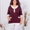Tunica maxi cu elastan si guler elegant cu nasturi-marsala cod 261475-5