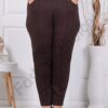Pantalon maxi cu croi elegant si elastan-maro cod 1480-1
