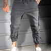 Pantalon jogger pentru barbati cu buzunare cargo in parti-grafit cod 3108-2