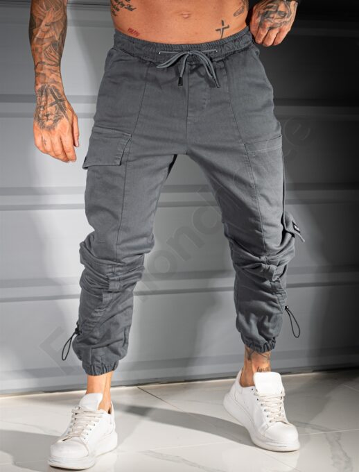 Pantalon jogger pentru barbati cu buzunare cargo in parti-grafit cod 3108-2