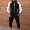 Compleu sport pentru barbati in doua culori cu gluga-negru cod 8059