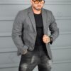 Sacou barbati sport-elegant pentru iarna-gri inchis melanj cod 25303