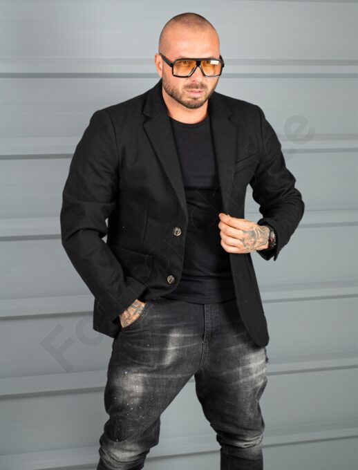 Sacou barbati sport-elegant pentru iarna-negru cod 25303-1